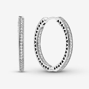 Pandora Silver Heart Hoop Earrings